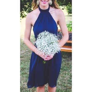 Navy Halter neck formal dress